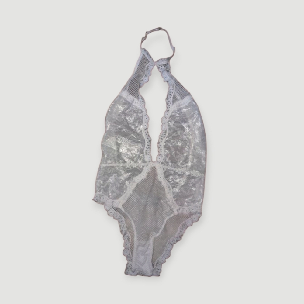 Victoria's Secret Lace & Mesh Plunge Halter Backless Bodysuit 🤍